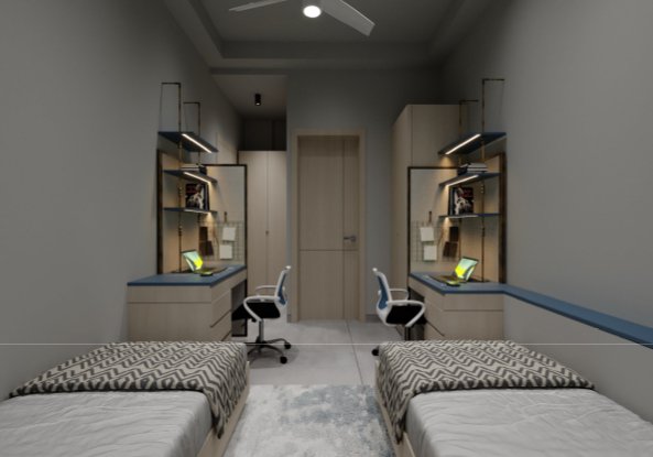 Twin sharing room at Queen House, North Campus Delhi